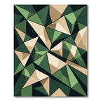 Geometric Army Green and Tan Crystal Rug