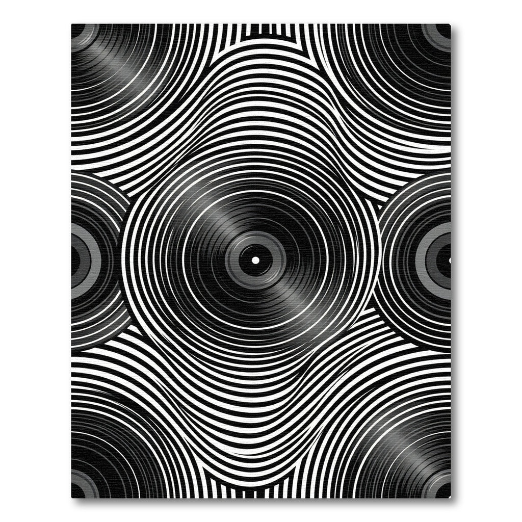 Monochrome Abstract Vinyl Record Ripple Rug