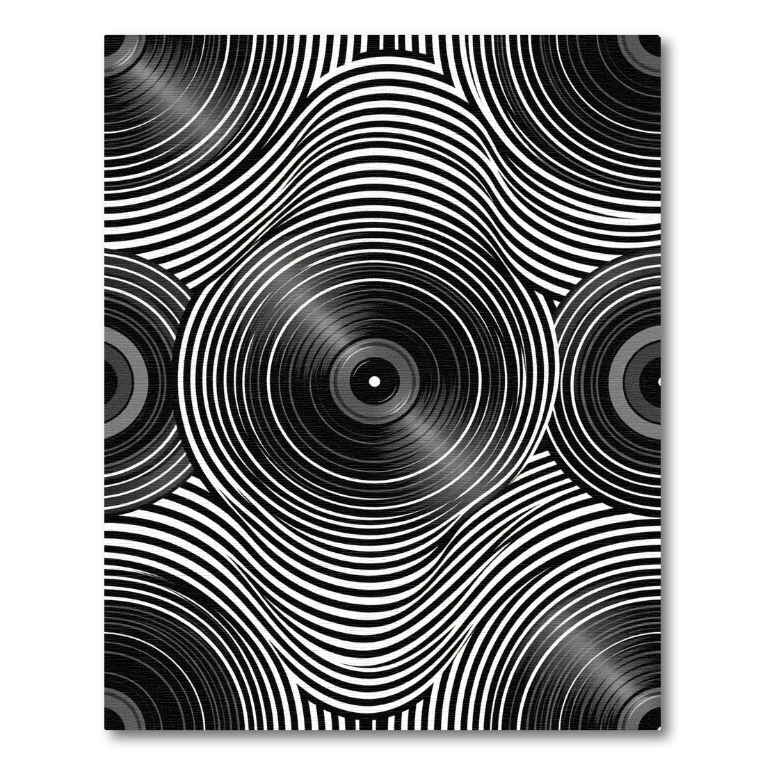 Monochrome Abstract Vinyl Record Ripple Rug