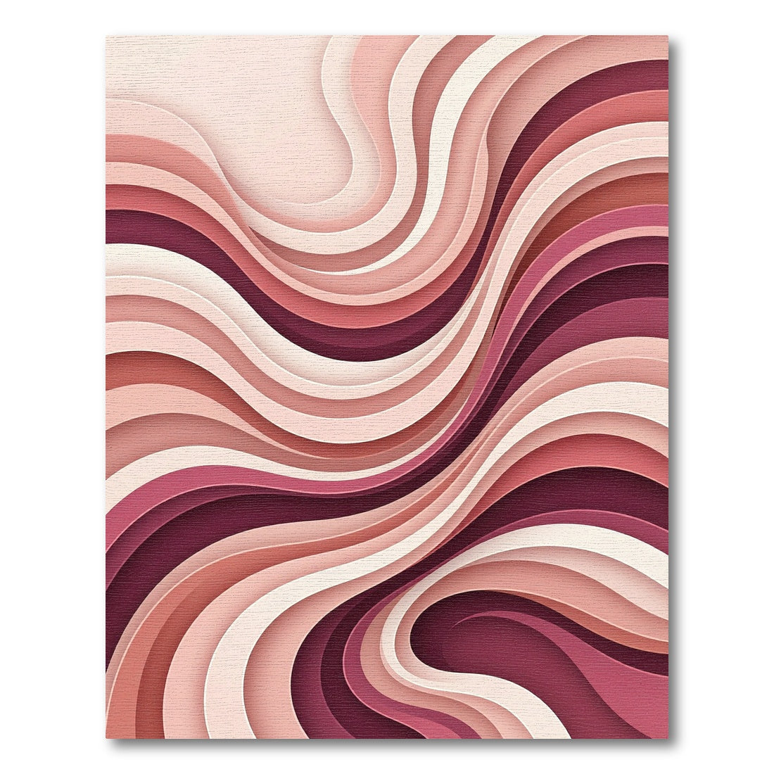 Modern Blush Rose Layered Abstract Wave Rug