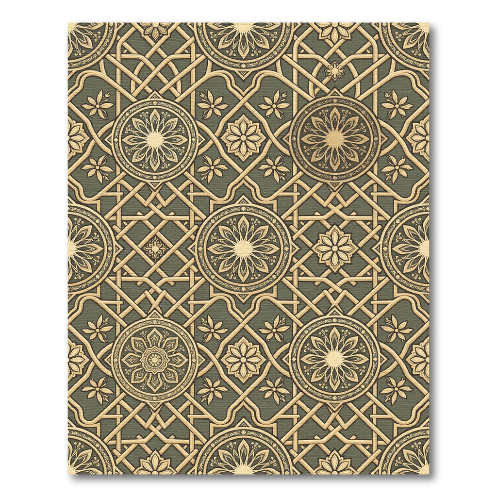Golden Medallion Arabesque Lace Rug