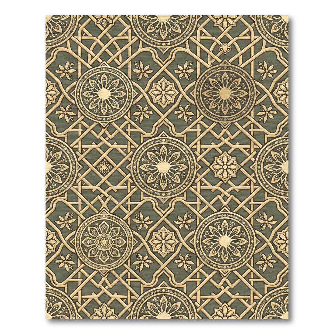 Golden Medallion Arabesque Lace Rug