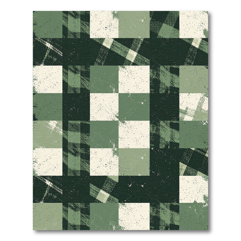Rustic Sage Green Distressed Buffalo Check Rug