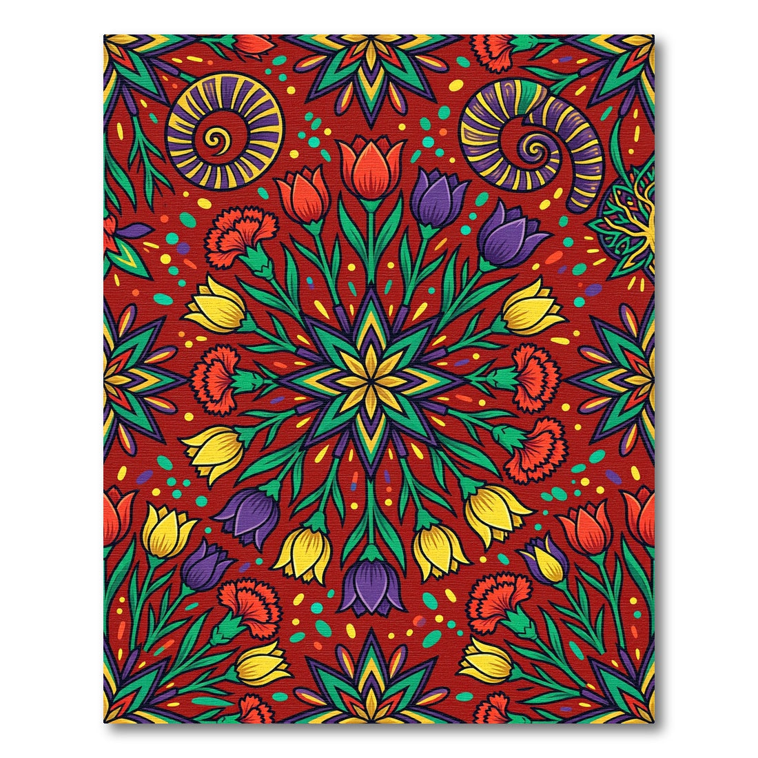 Vivid Floral Medallion Carousel Rug