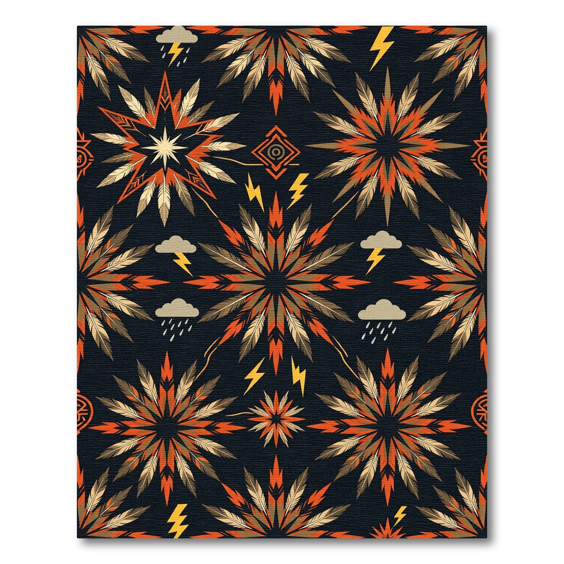 Earthy Feathered Starburst Geometric Thunderstorm Rug
