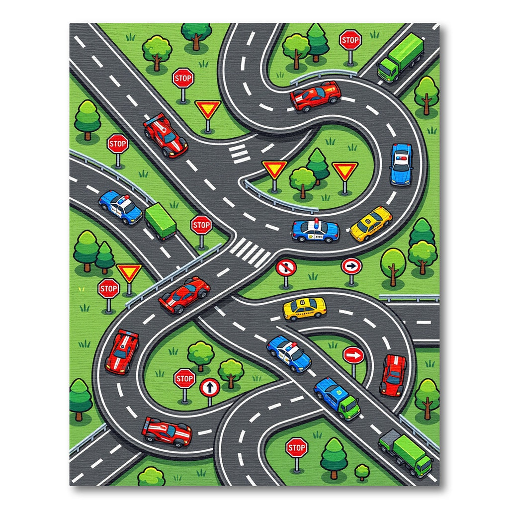 Vibrant Roadways with Racing Cars Rug