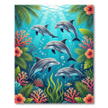 Tropical Blue Dolphin Coral Reef Ocean Rug
