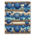 Coastal Blue Shell and Starfish Planks Rug