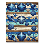 Coastal Blue Shell and Starfish Planks Rug