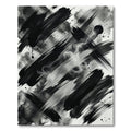 Monochromatic Abstract Charcoal Ink Stroke Rug
