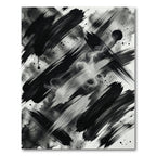 Monochromatic Abstract Charcoal Ink Stroke Rug