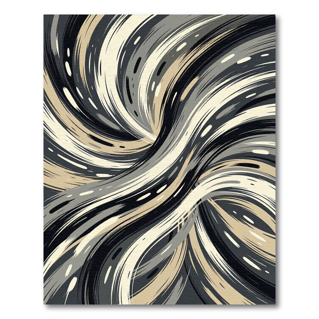 Abstract Swirl Gold Gray Black Rug