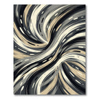 Abstract Swirl Gold Gray Black Rug