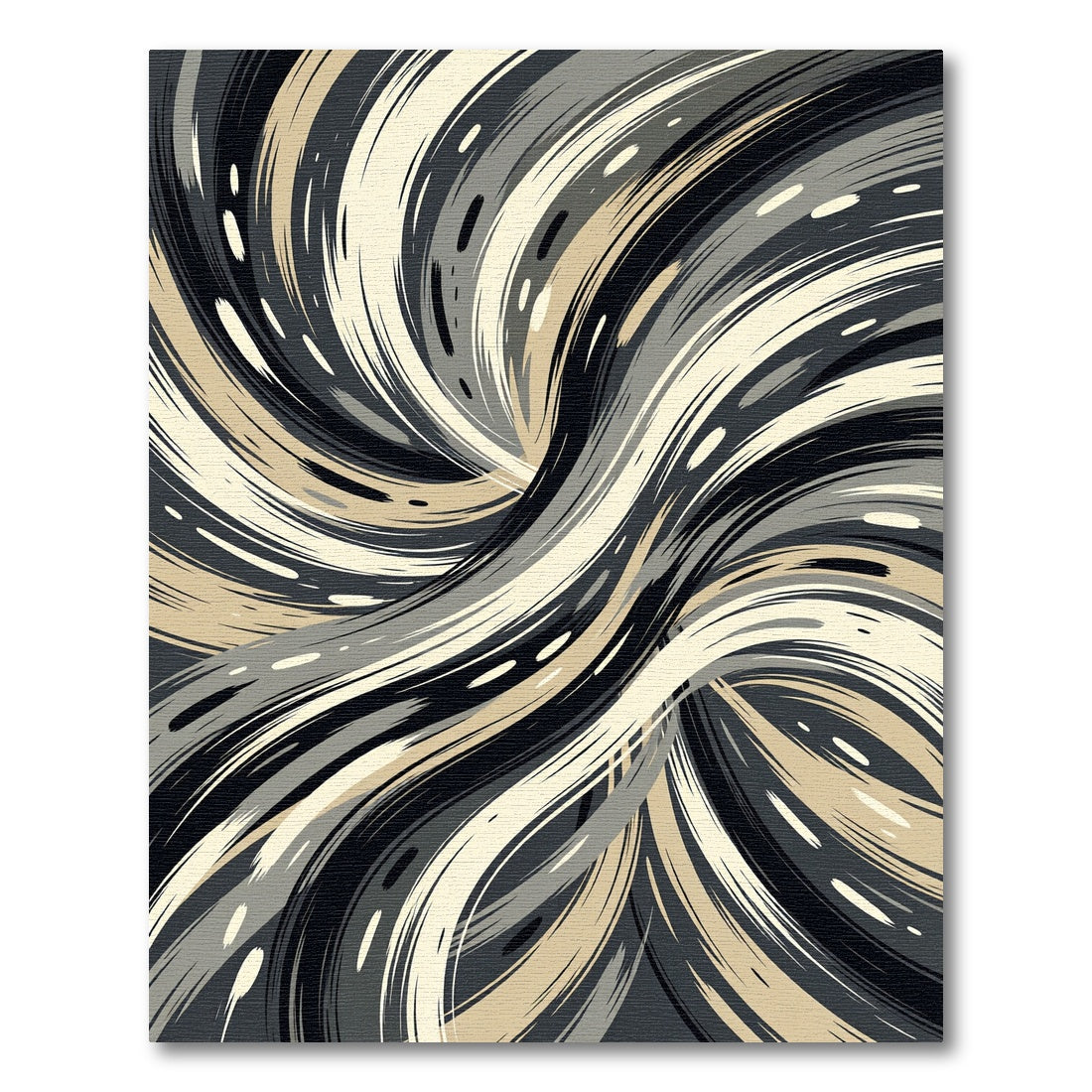 Abstract Swirl Gold Gray Black Rug