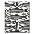 Vintage Silver Herring Botanical Illustration Rug
