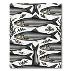 Vintage Silver Herring Botanical Illustration Rug
