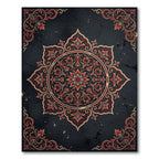 Midnight Crimson Floral Medallion Rug