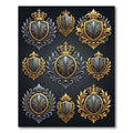 Royal Gold Crest Heraldic Shield Rug