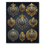 Royal Gold Crest Heraldic Shield Rug