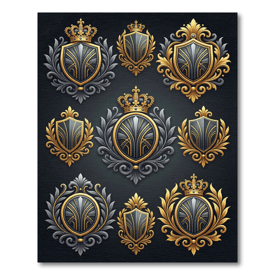 Royal Gold Crest Heraldic Shield Rug
