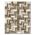 Modern Neutral Toned Parquet Wood Block Rug
