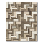 Modern Neutral Toned Parquet Wood Block Rug