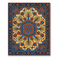 Vibrant Blue and Orange Floral Hexagon Rug