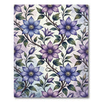 Elegant Purple Clematis Botanical Floral Rug