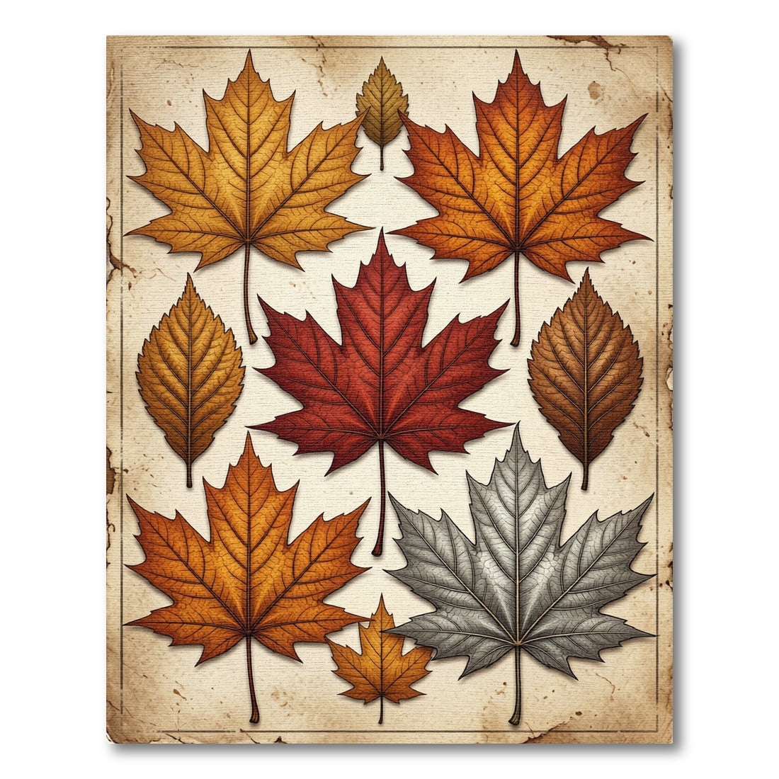 Autumnal Maple Leaf Harvest Collage Rug