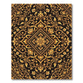 Elegant Golden Floral Damask Medallion Rug