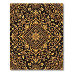 Elegant Golden Floral Damask Medallion Rug