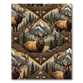Rustic Elk Mountain Geometric Earthy Tapestry Rug