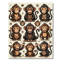 Playful Brown Monkey Illustration Rug