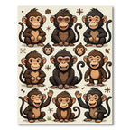 Playful Brown Monkey Illustration Rug