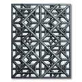 Sophisticated Charcoal Interlocking Geometric Grid Rug