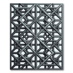 Sophisticated Charcoal Interlocking Geometric Grid Rug