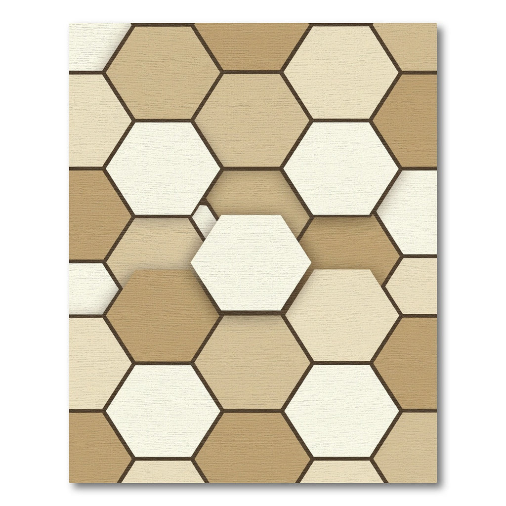 Modern Neutral Earth Tone Hexagon Rug