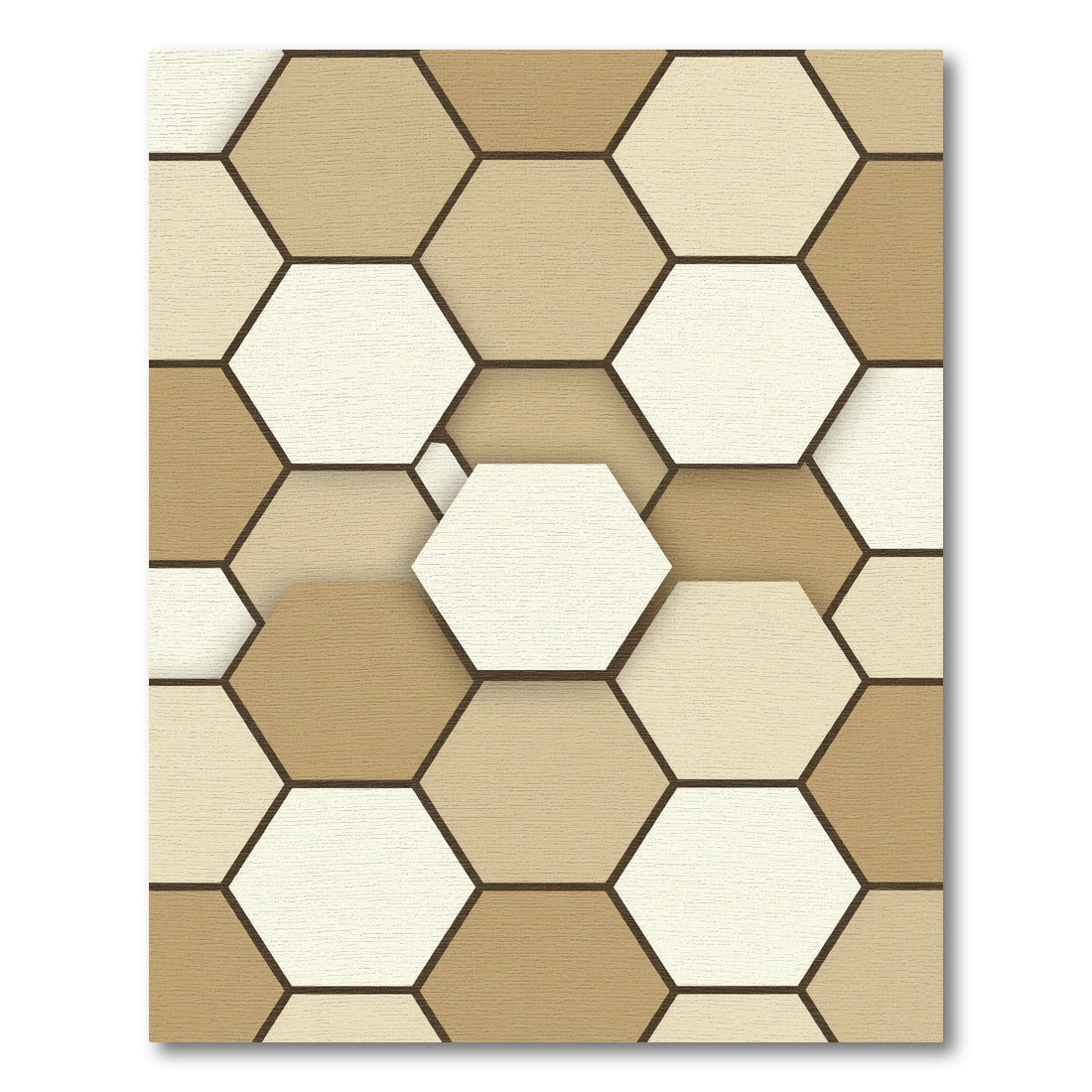 Modern Neutral Earth Tone Hexagon Rug