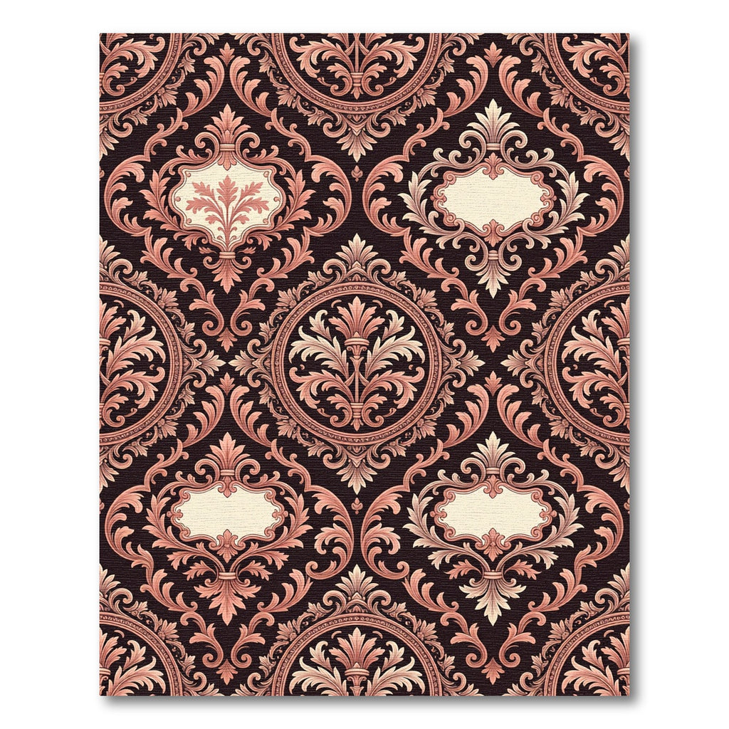 Damask Rose Scroll Work Rug