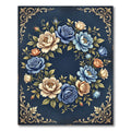 Vintage Blue Cream Floral Garland Rug