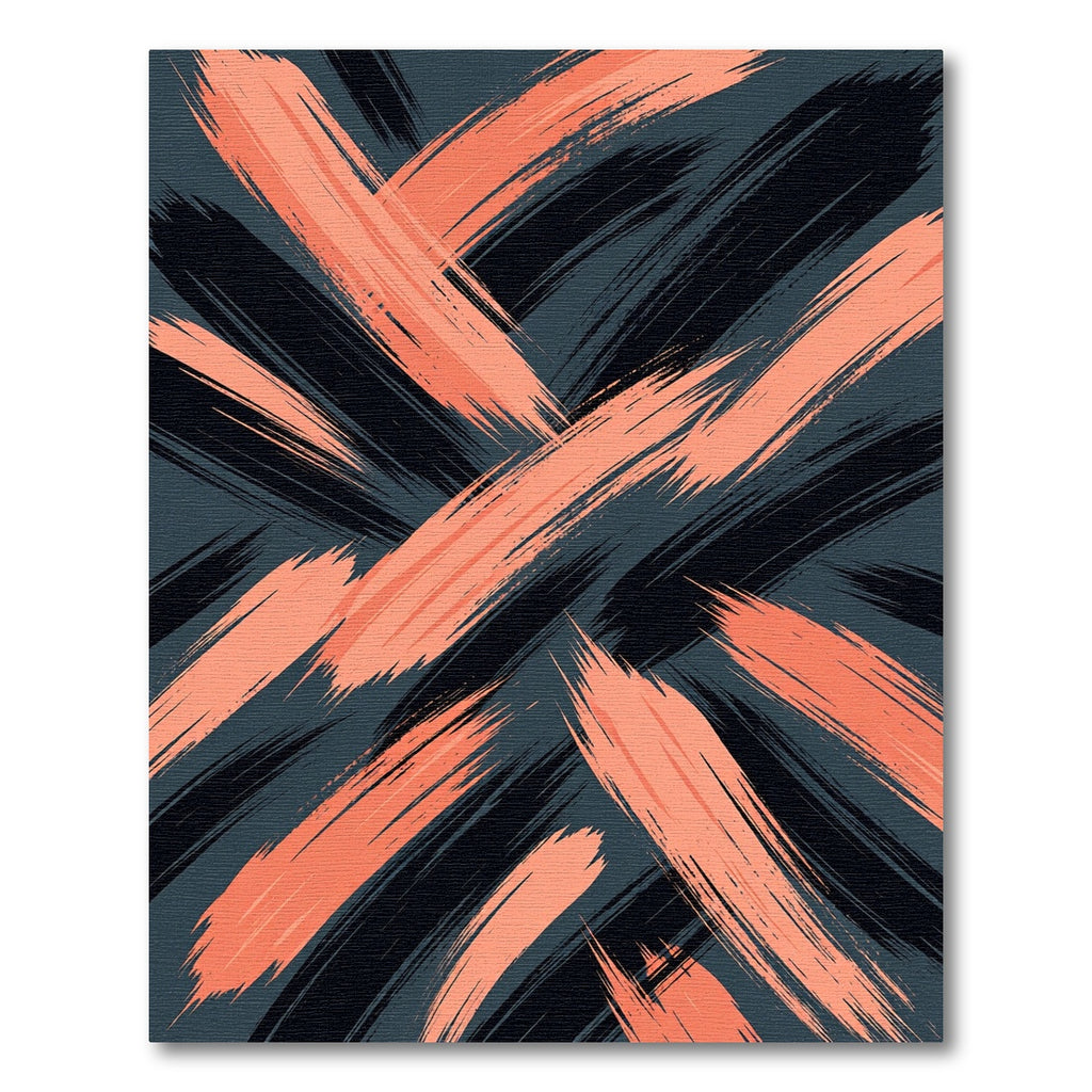 Bold Coral and Charcoal Brushstrokes Rug