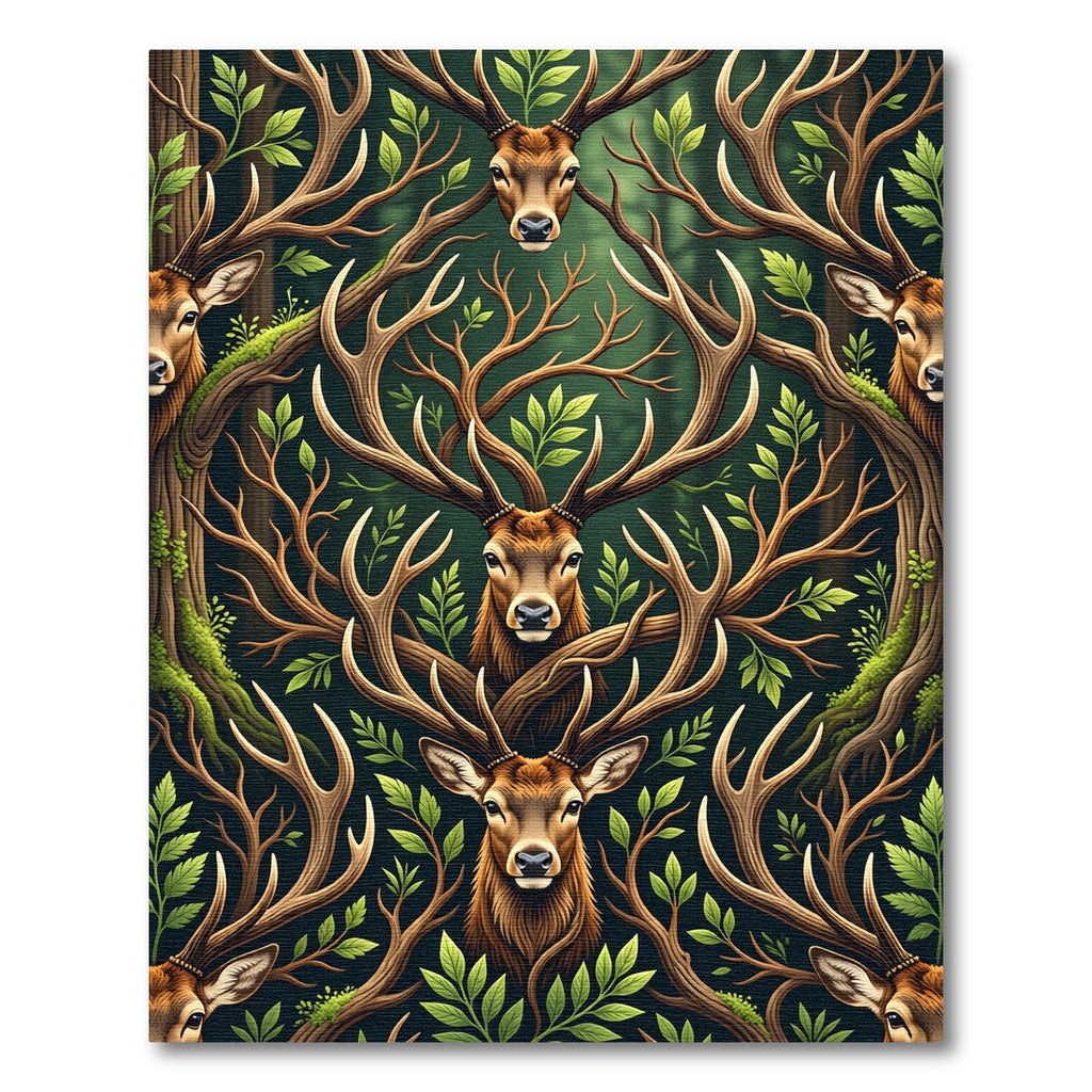 Enchanted Woodland Stag Antler Forest Rug