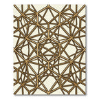 Golden Interlocking Geometric Net Rug