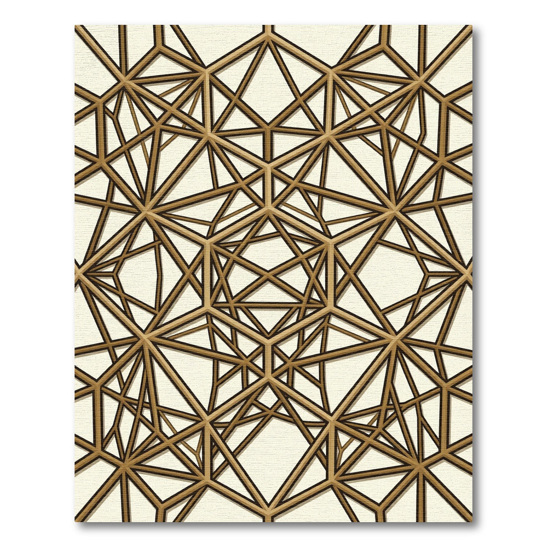 Golden Interlocking Geometric Net Rug