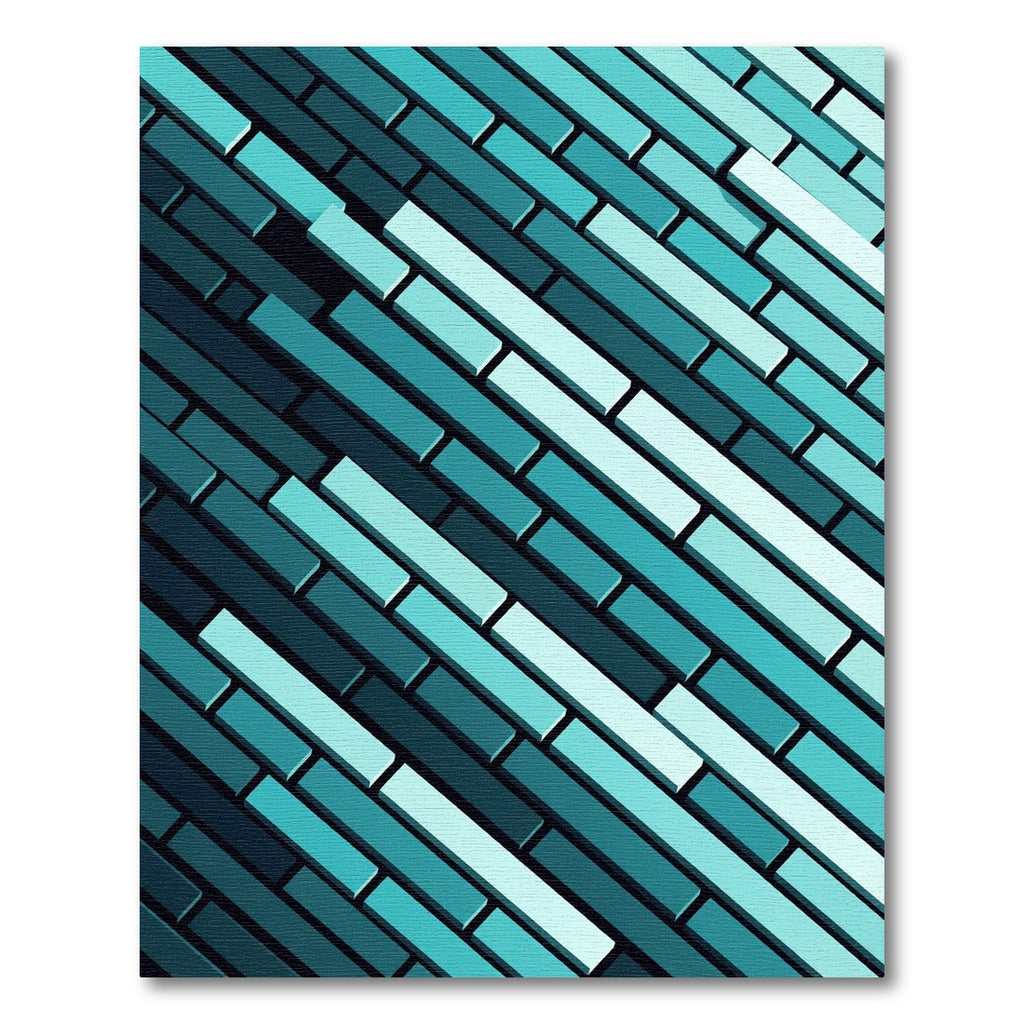 Teal Interlocking Rectangular Blocks Rug