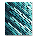 Teal Interlocking Rectangular Blocks Rug