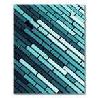 Teal Interlocking Rectangular Blocks Rug