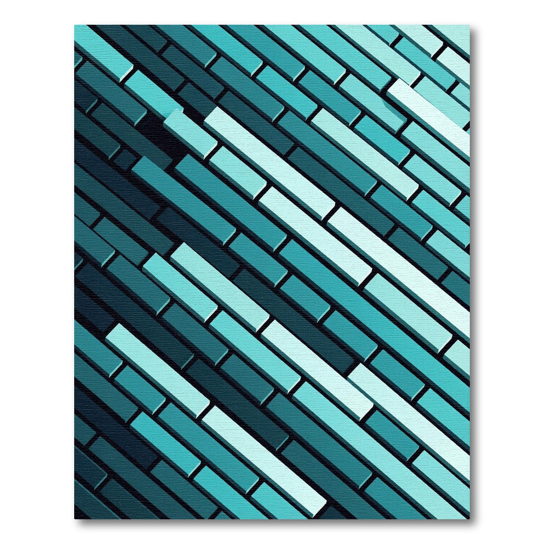 Teal Interlocking Rectangular Blocks Rug