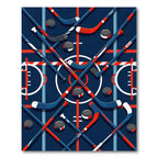 Modern Navy Hockey Stick Arena Grid Rug