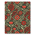 Red Floral Swirl Scroll Work Rug
